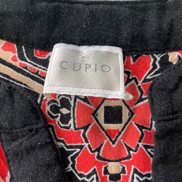 Cupio DRESS  HIGH-LOW  MIDI  BLACK WITH VIBRANT PRINT DOWN CENTER - Picture 5 of 10